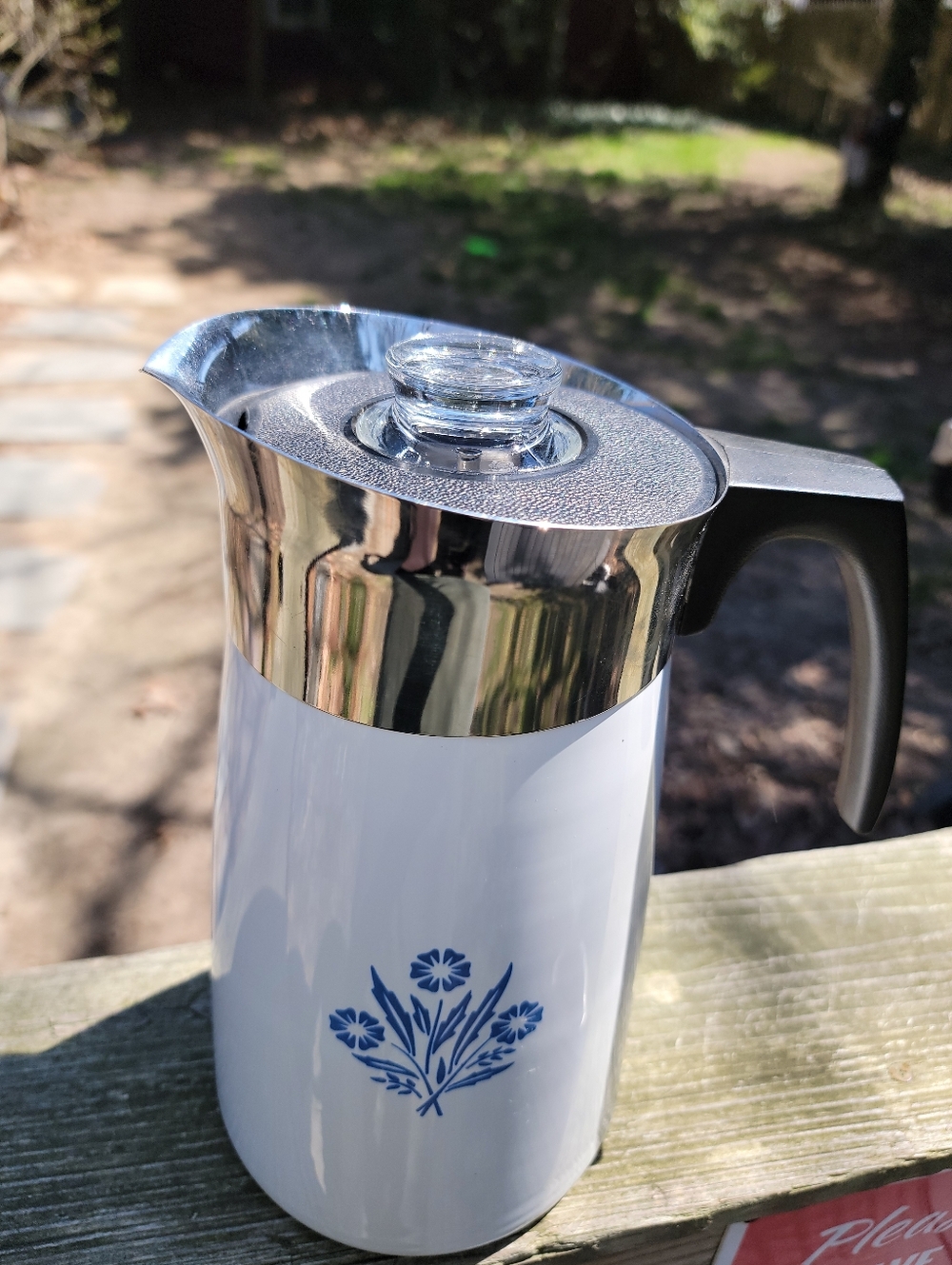 Corningware Blue Cornflower 9 cup stovetop coffee percolator READ